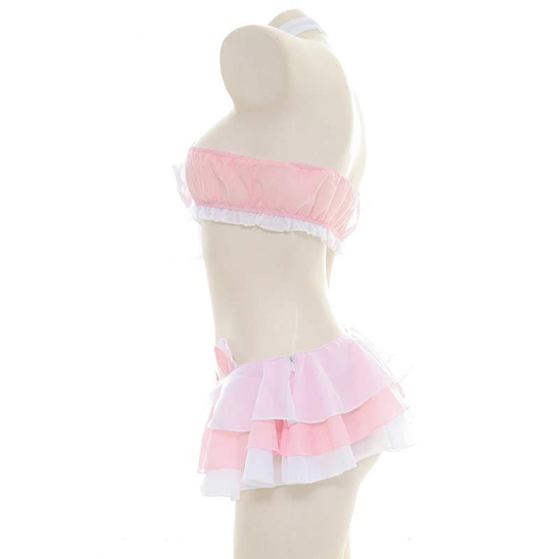 Cute Cat Bow Knot Chiffon Lingerie Set