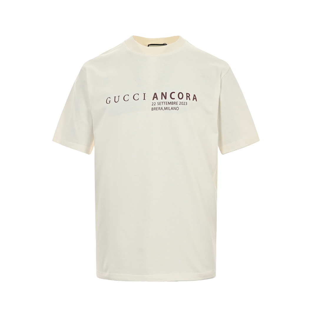 Gucci 24ss Ancora letter print staff short sleeve