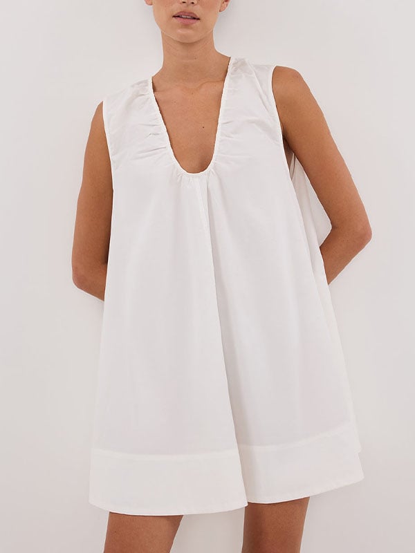 Women's White Cotton Mini Dress