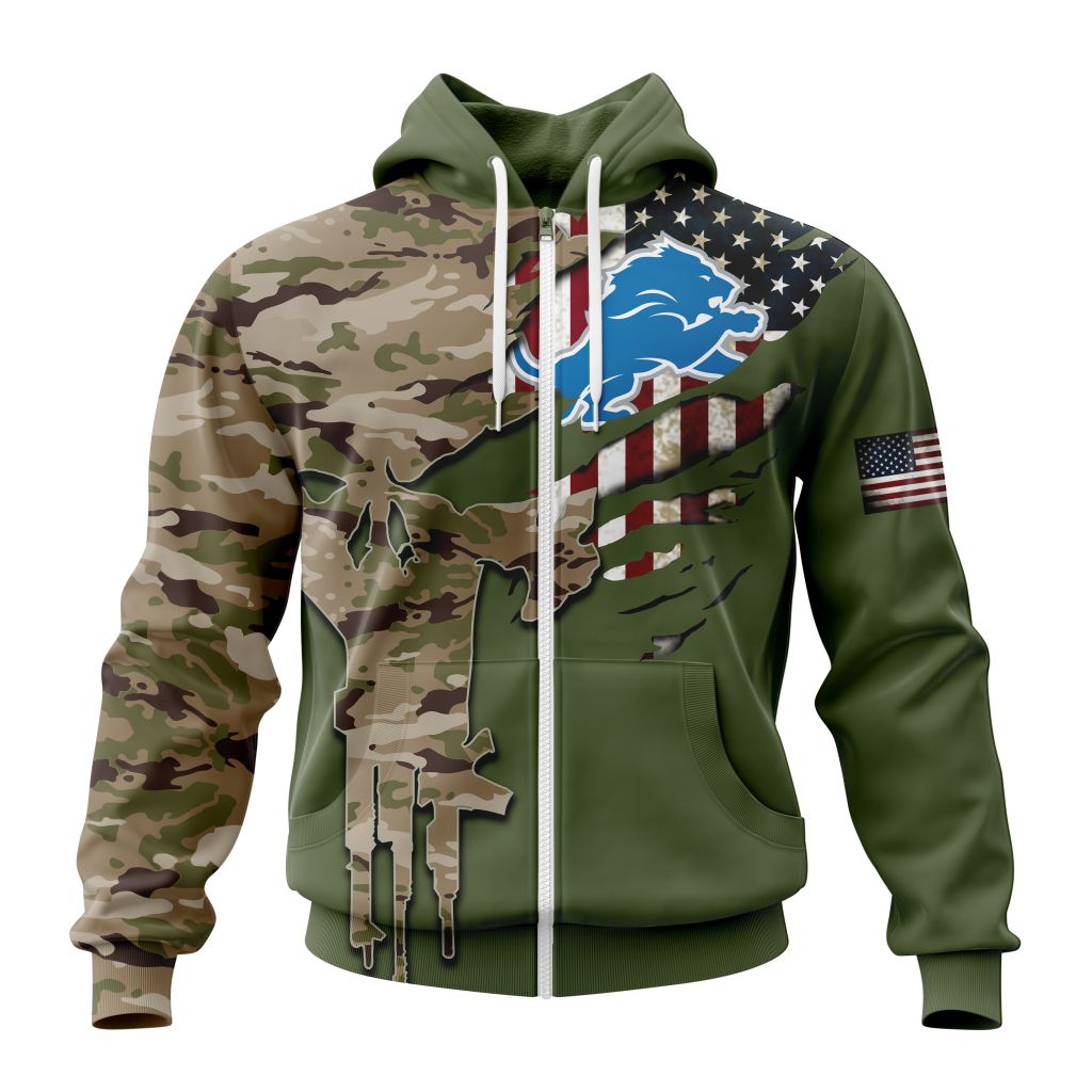 DETROIT LIONS 3D HOODIE VETERANS DAY