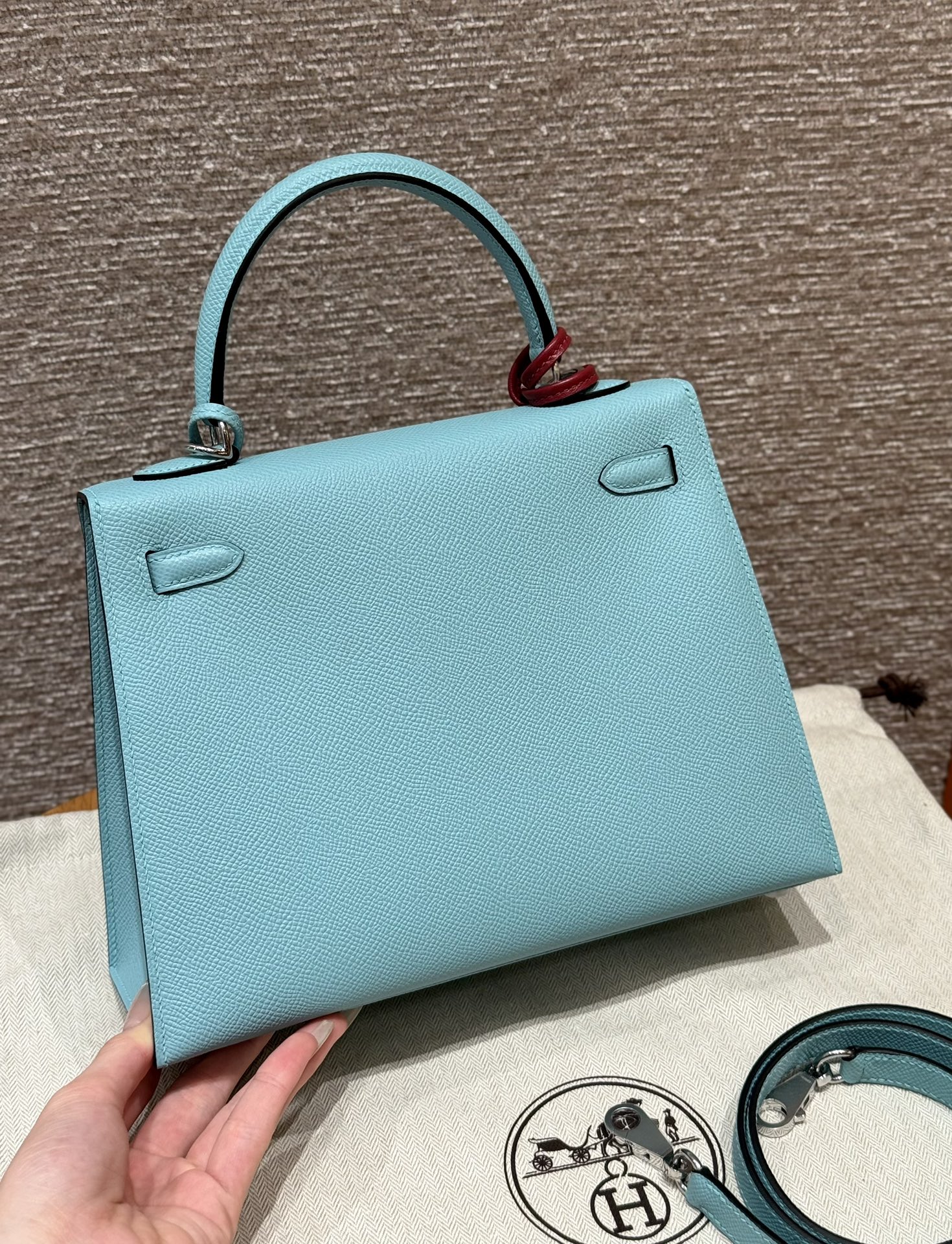 Hermes Kelly 3P Blue atoll handbag (handmade to order)