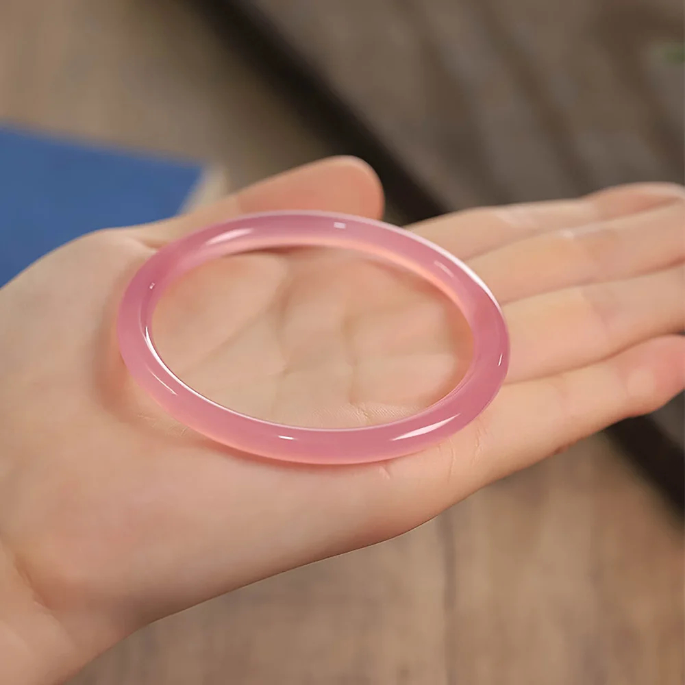 Natural Jade Pink Bangle Handring For Women Fashion Fine Jewelry Accessories Couple Bracelet Gift For Girlfriends Free Shipping