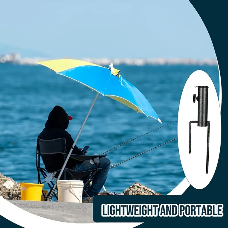 Heavy-Duty Metal Umbrella Stand With Adjustable Spiral Ground Anchor-  Ground Anchor Adjustable diameter, Fit for the pole of dia 22mm to 35mm