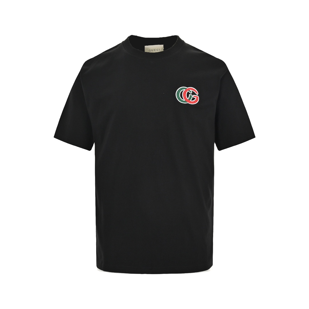 Gucci 24ss red and green double G embroidered short sleeve