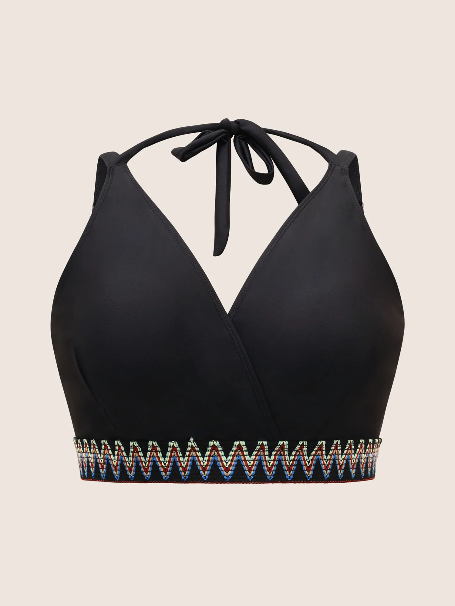 Embroidered Wrap Tie Knot Swim Top