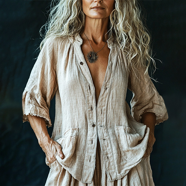 Women's Vintage Linen Solid Shirt