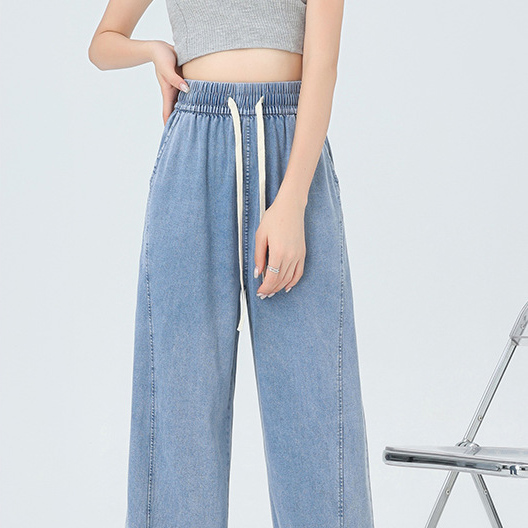 High waist vertical tube design sense banana pants show  Skinny wide leg pants