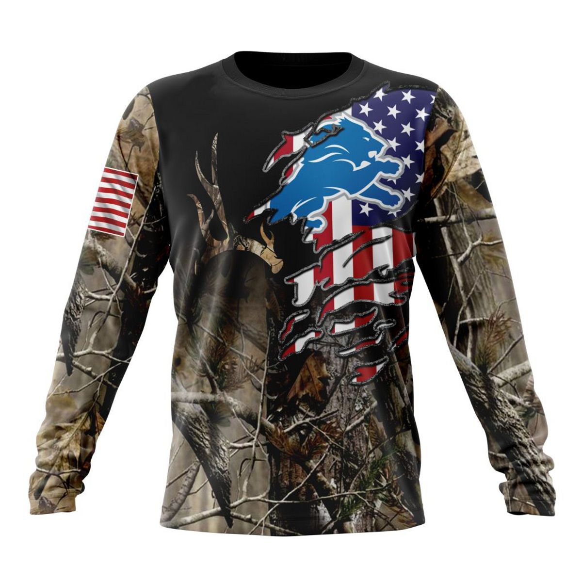 DETROIT LIONS 3D HOODIE CAMO REALTREE HUNTING