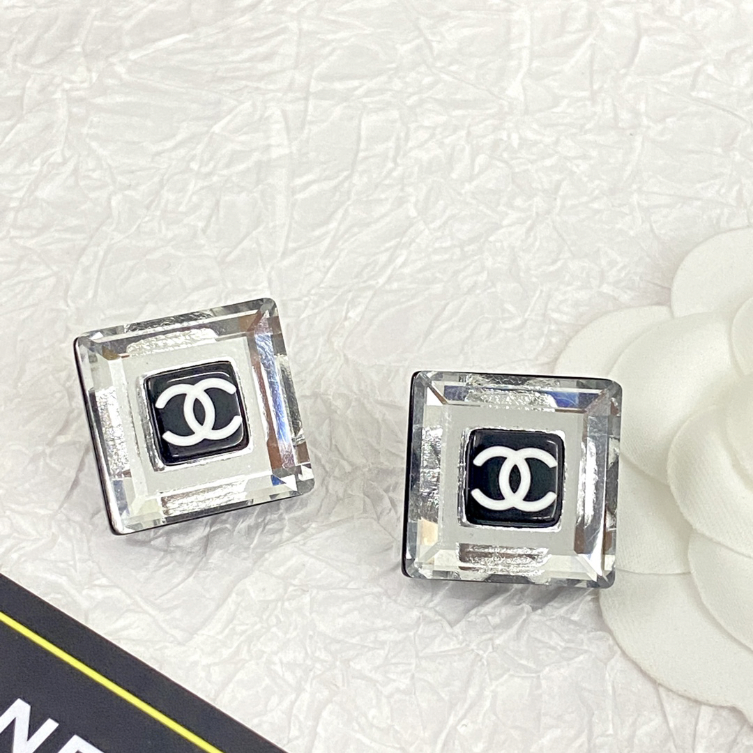 Chanel Cube Crystal Rock Candy Letter Earrings