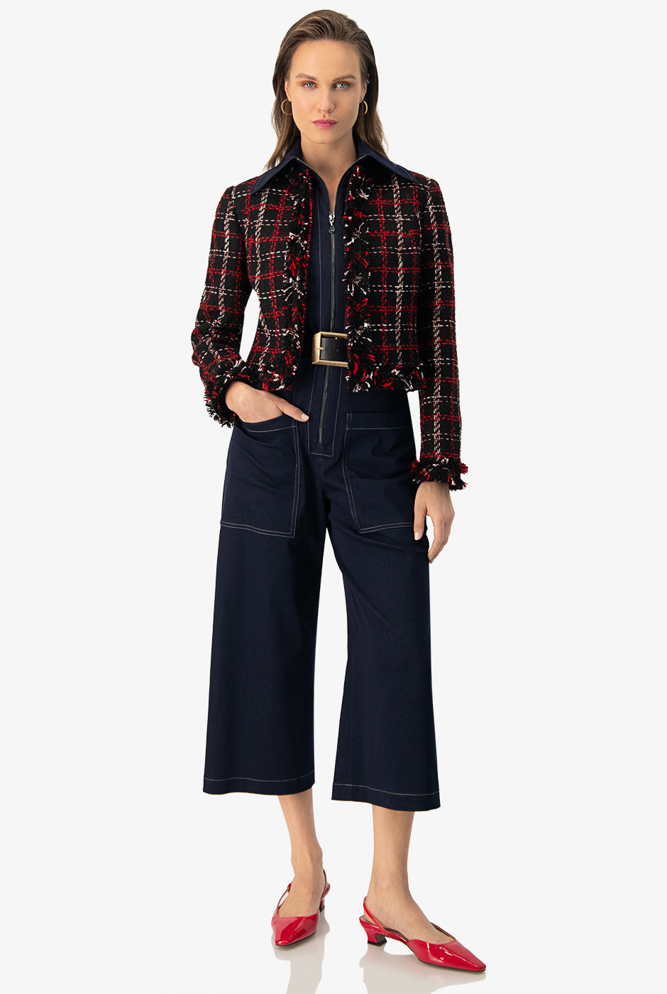 Jumpsuit sin mangas y cinturon