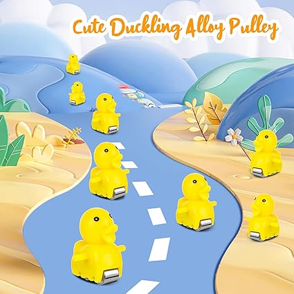 🦆🦆Funny automatic stair climbing duck cartoon track set💡♫ (with lights and music)