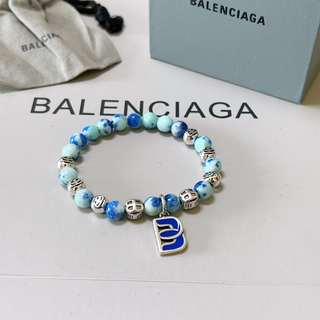 Balenciaga Natural Stone Thai Silver Style Bracelet