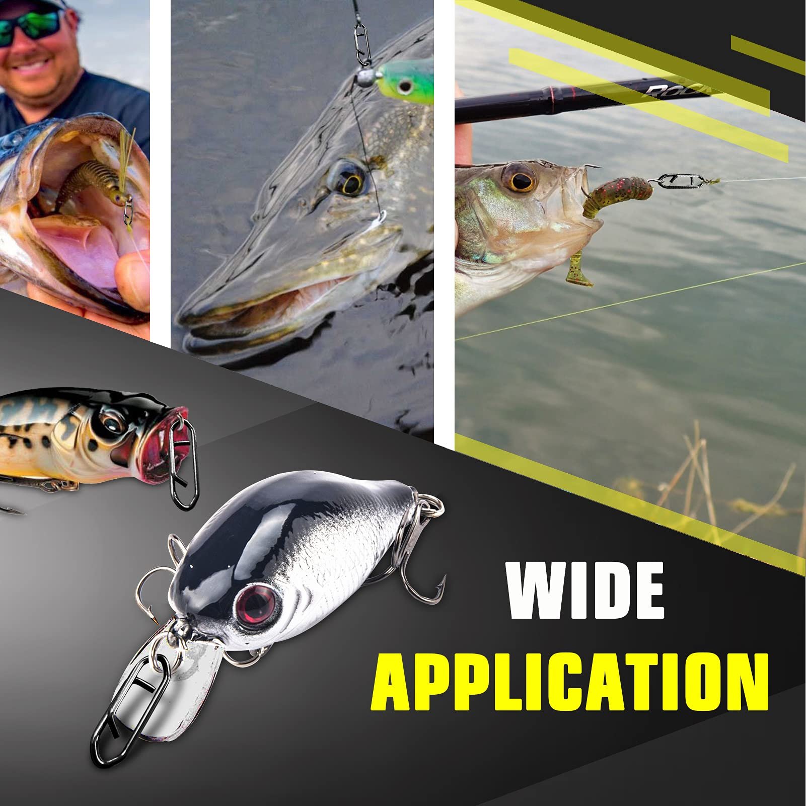 💥Stainless Connector Snaps Swivels Tackle Steel Power Fishing Clip
