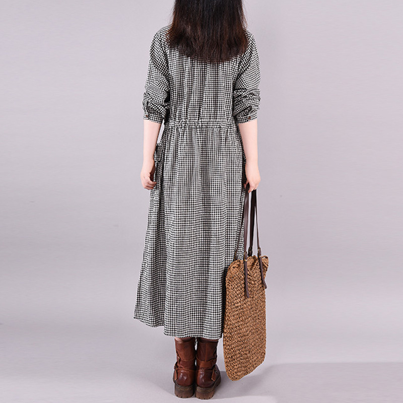 Retro Comfy Plaid Printed Maxi Dress
