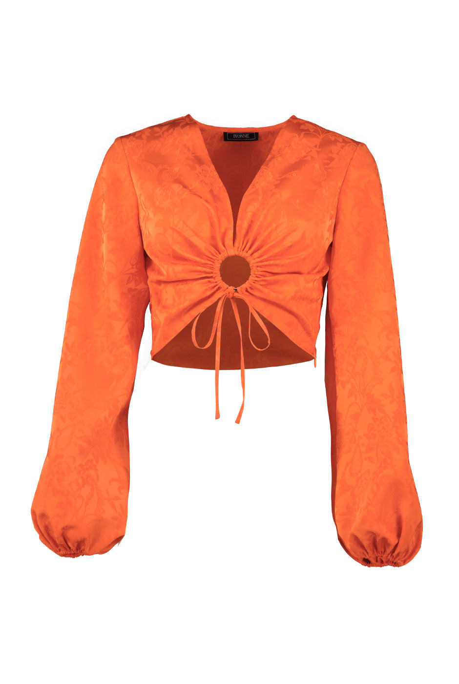 Blusa naranja de manga larga con detalle en pecho