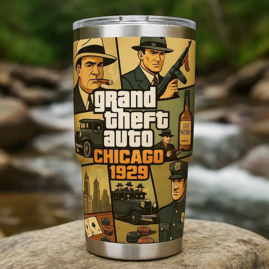 Chicago 1929 Retro Gangster Travel Tumbler