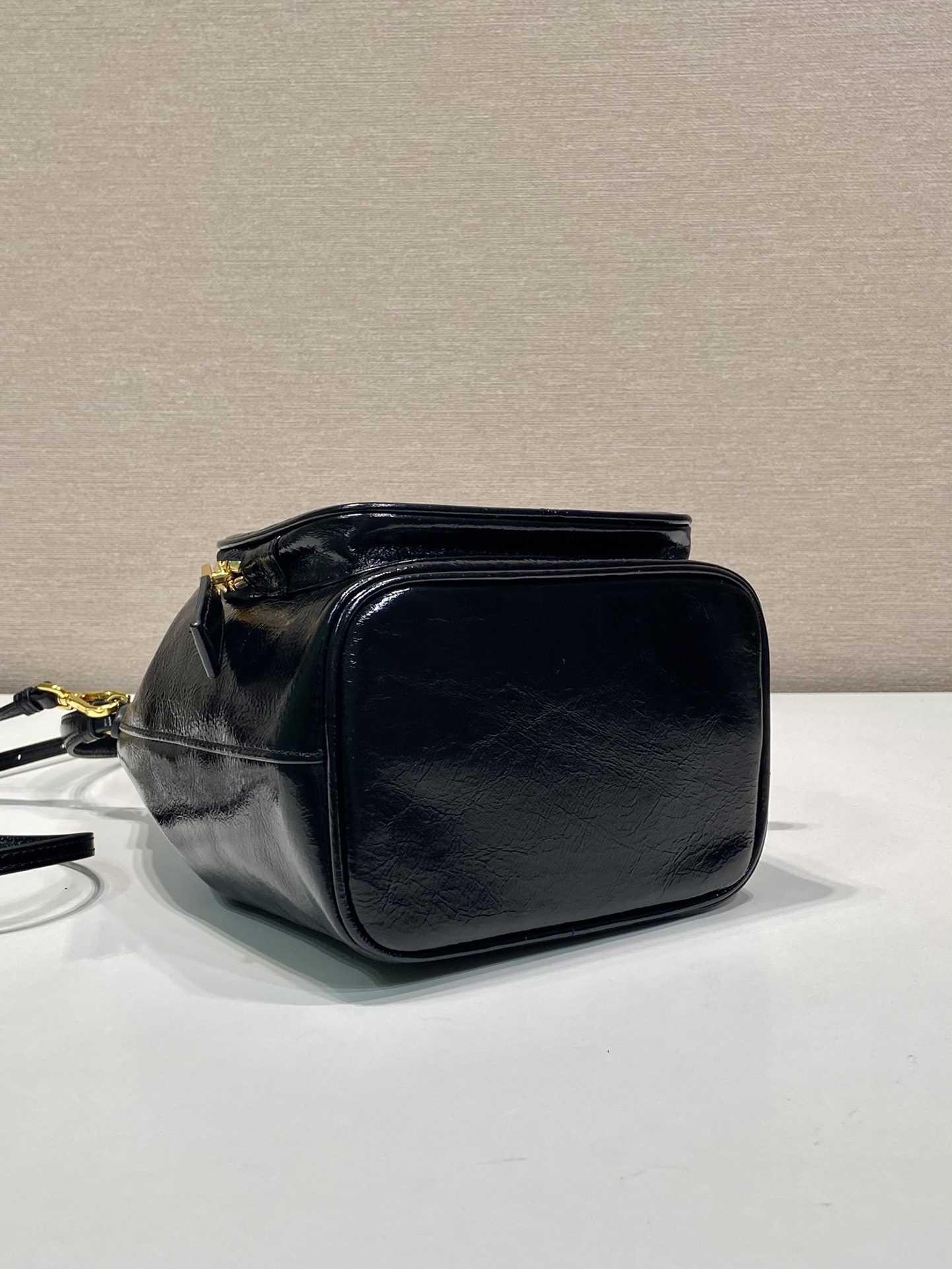 Prada waxed leather bucket bag 1BH038