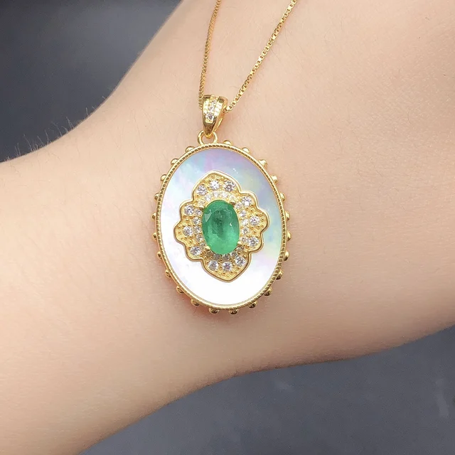 925 Sterling Silver Natural Emerald Green Women's Necklace Christmas Pendant Necklace Gem Jewelry Certified Free Shipping