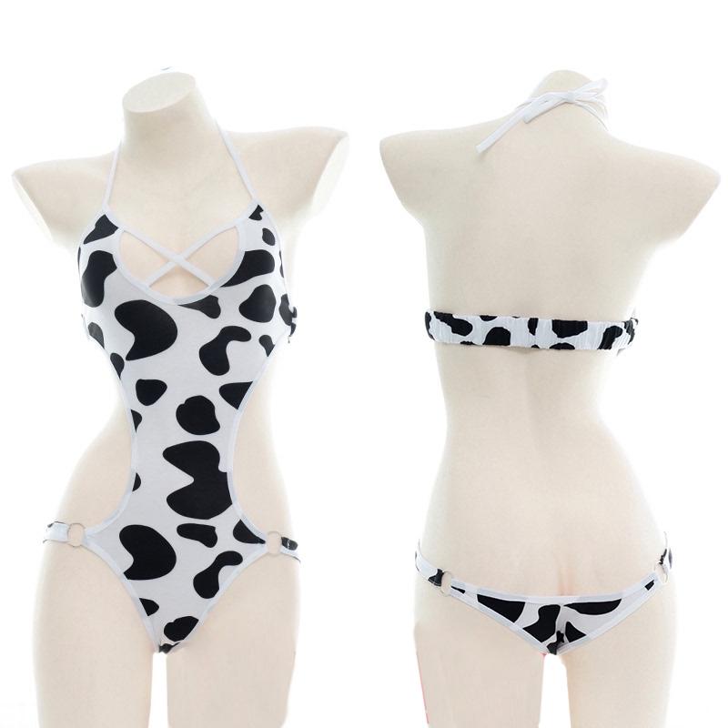 Cow Print Bow Jumpsuits Lingerie