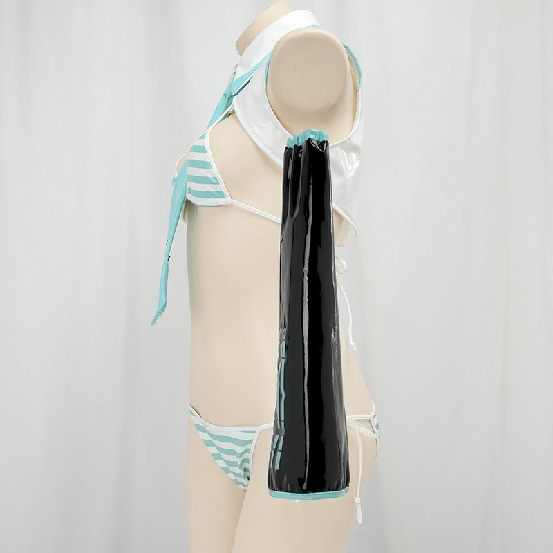 Stripe Bikini Tie Top Lingerie Set