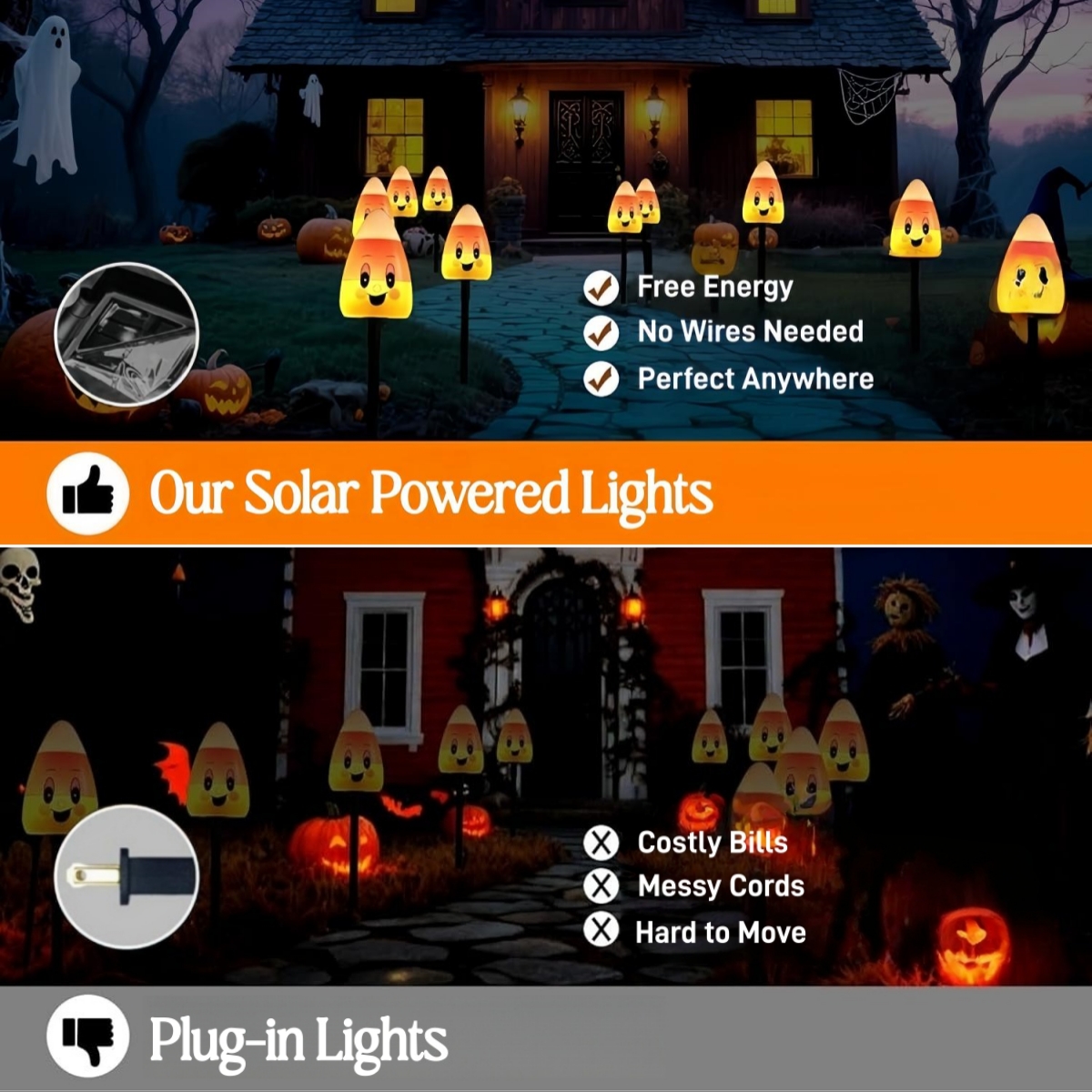 🏆Flash Sale⚡5 Pack Solar Candy Corn Yard Stakes