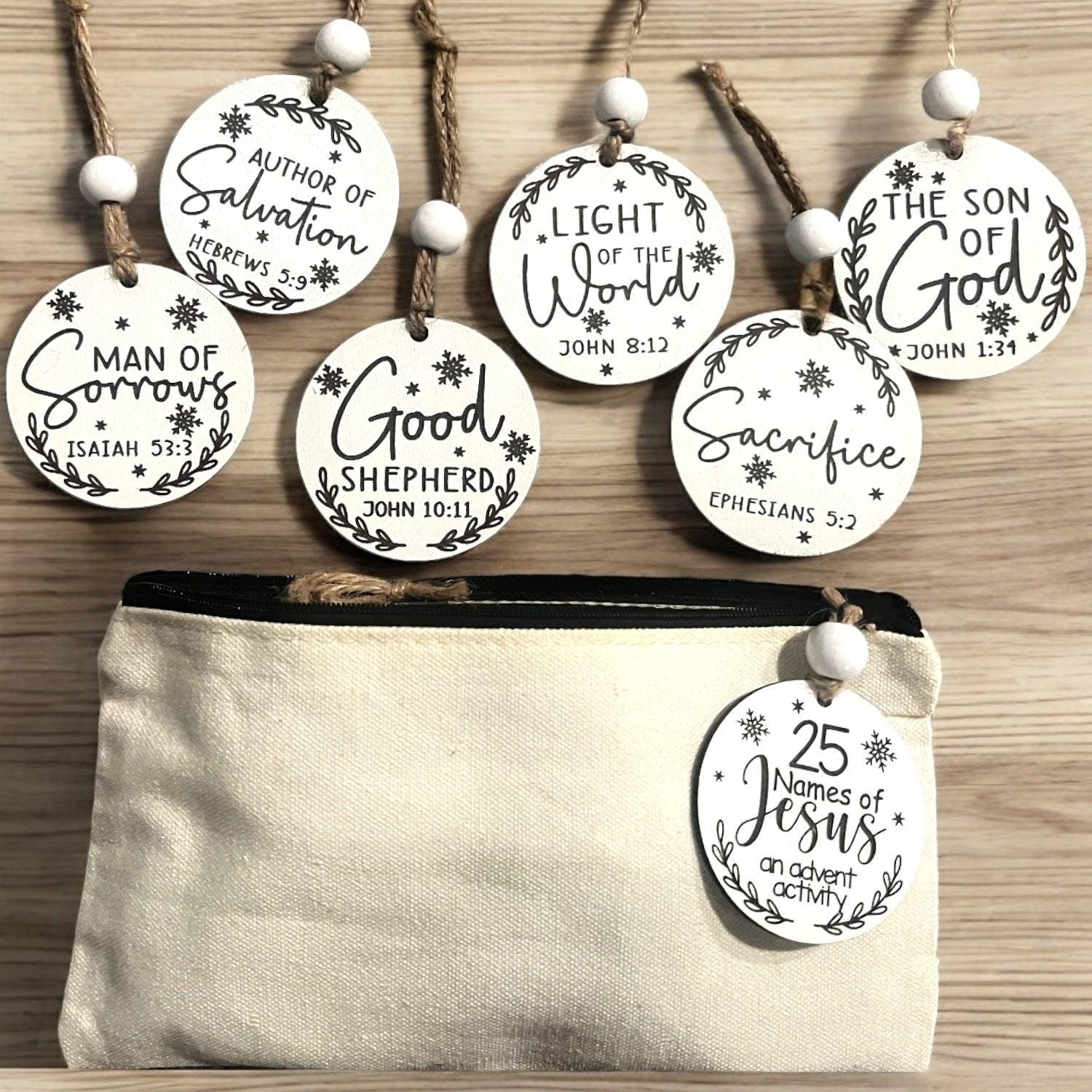25 Names of Jesus Advent Christmas Ornament Set
