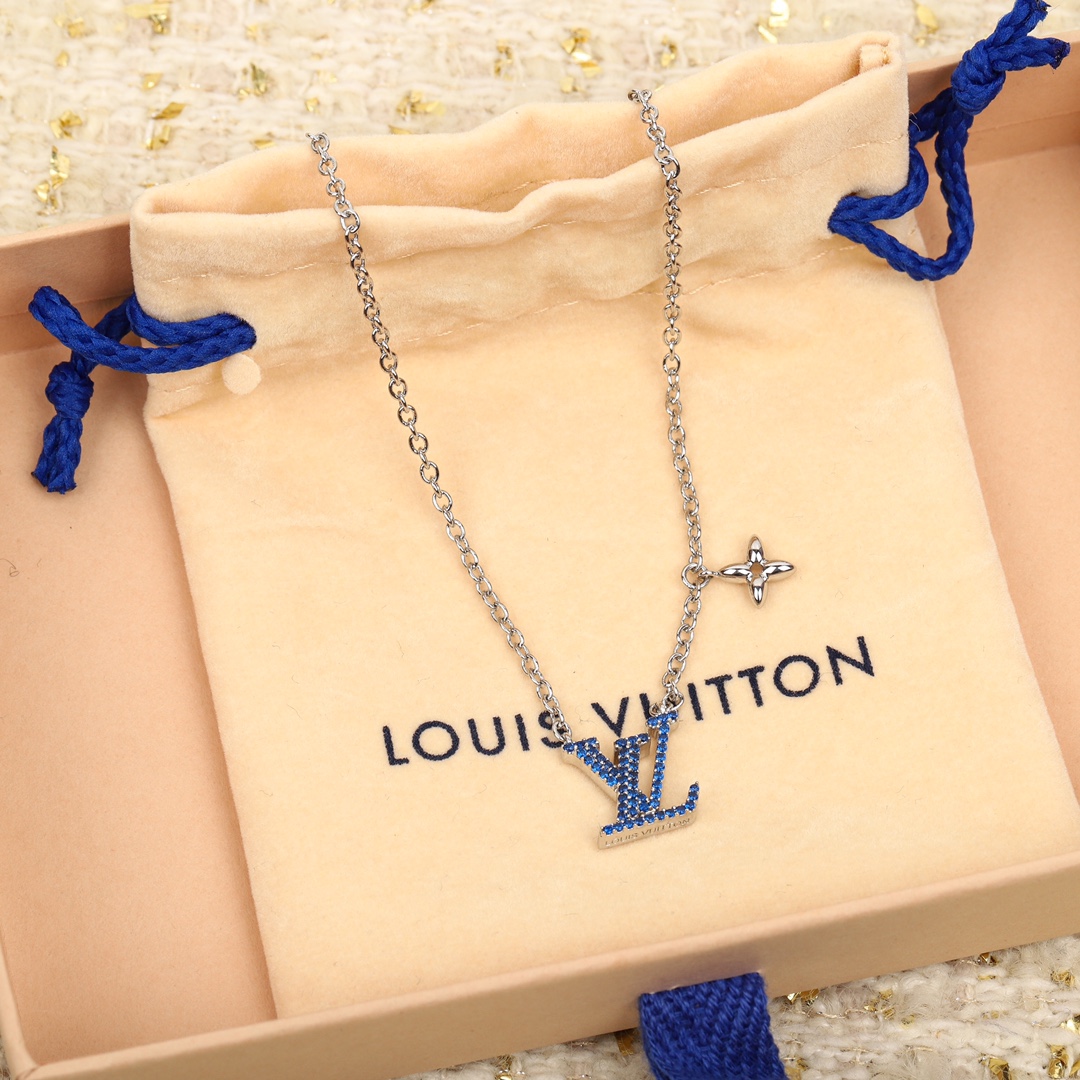 Louis Vuitton logo diamond necklace