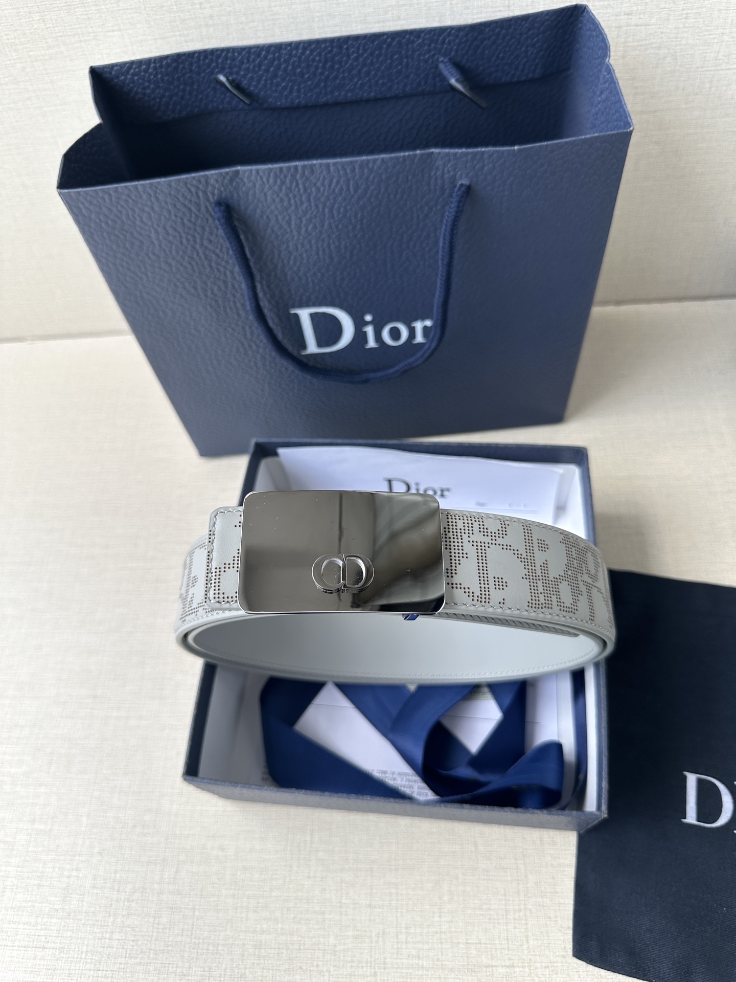 Dior square buckle leather belt 3.5CM wide