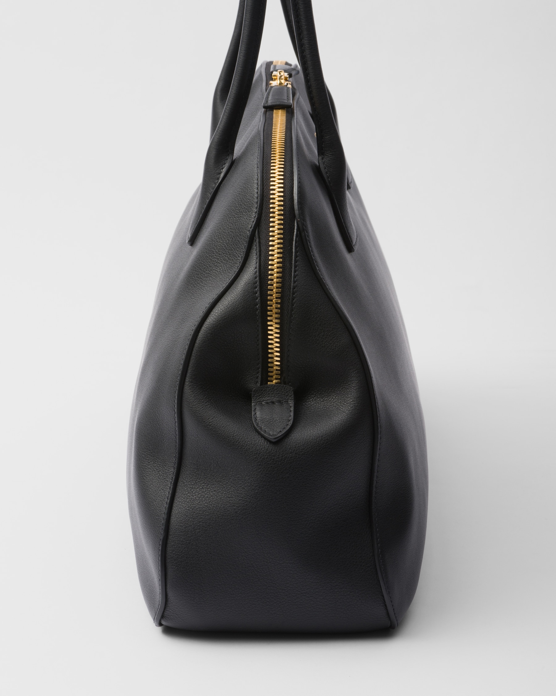 Prada large zip-top leather tote