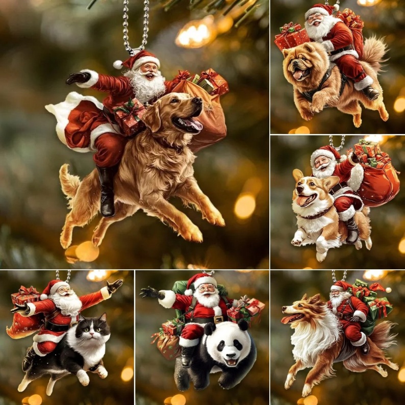 Santa and Animal Ornament