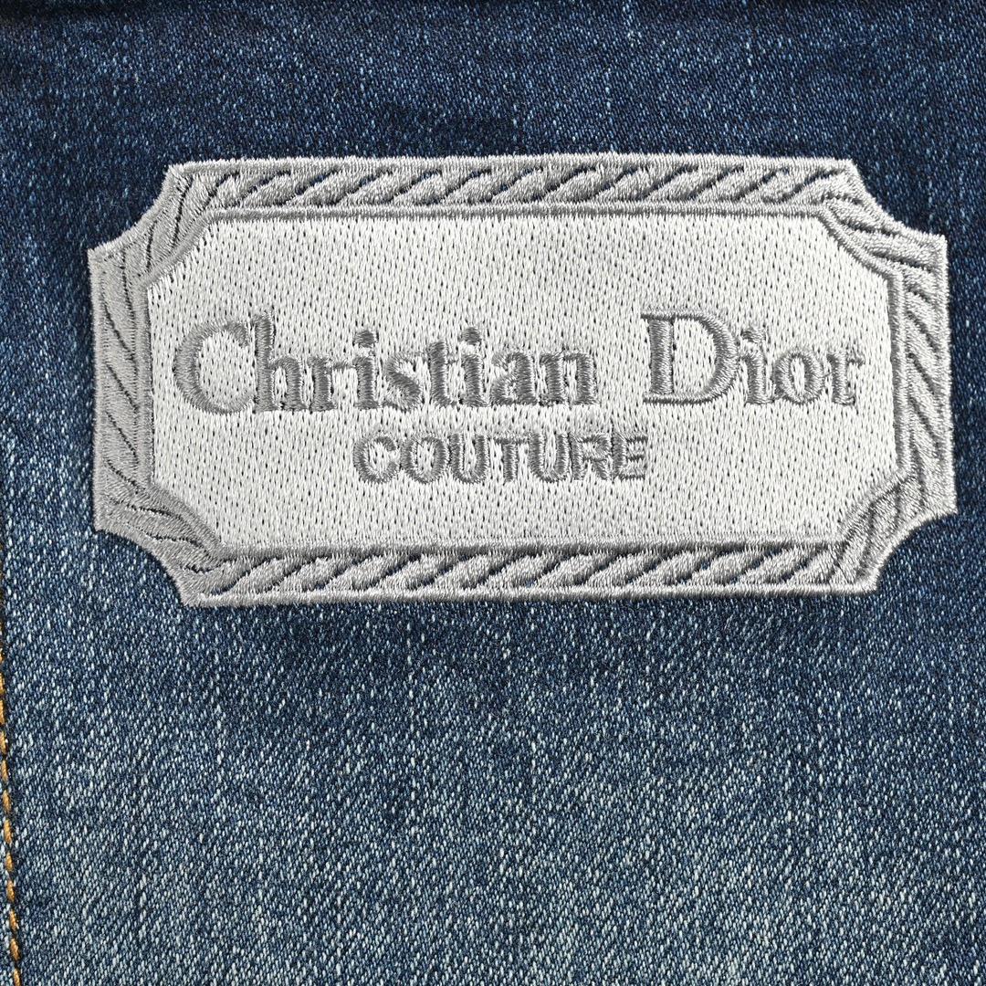Dior pocket square silver logo embroidered jeans