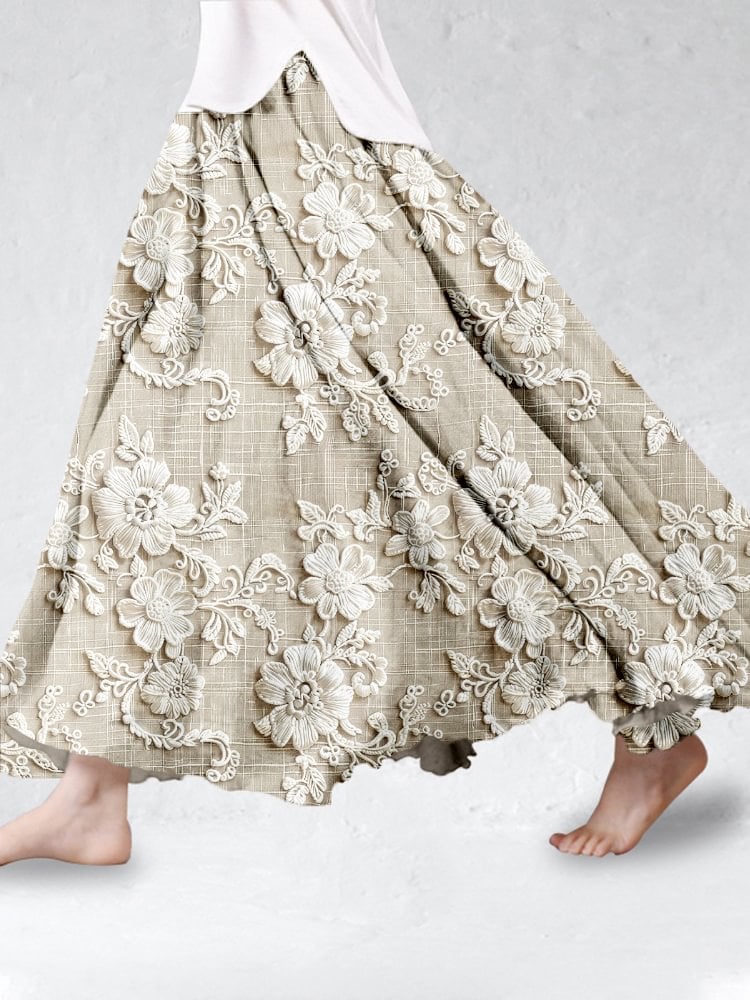 Women's Casual Floral Embroidery Print Skirt