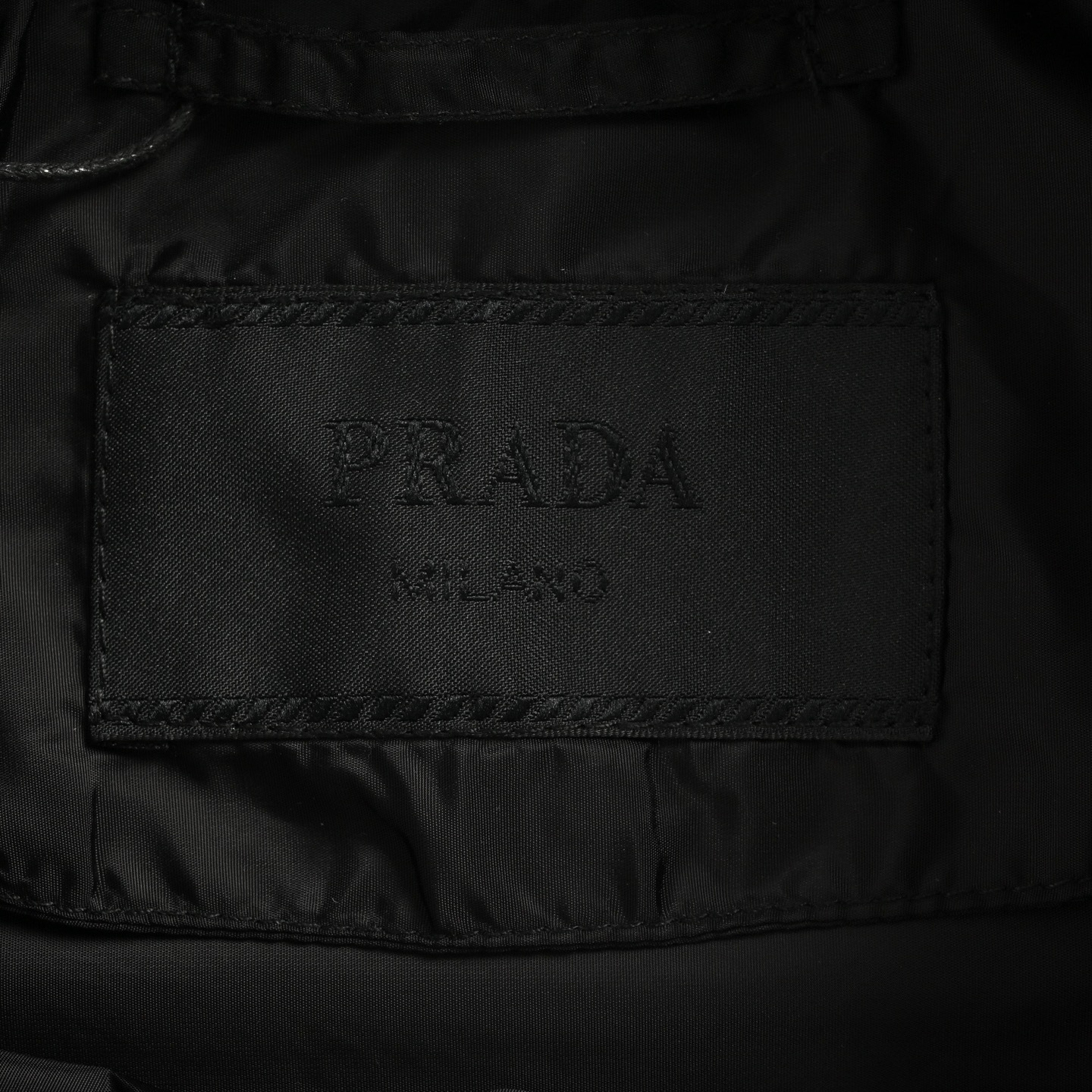Prada 25Fw flap pocket concealed button recycled nylon stand collar jacket
