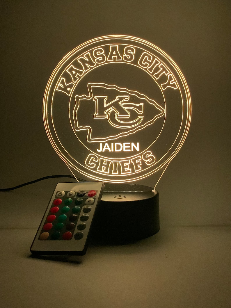 KANSAS CITY CHIEFS 3D LAMP PERSONALIZED