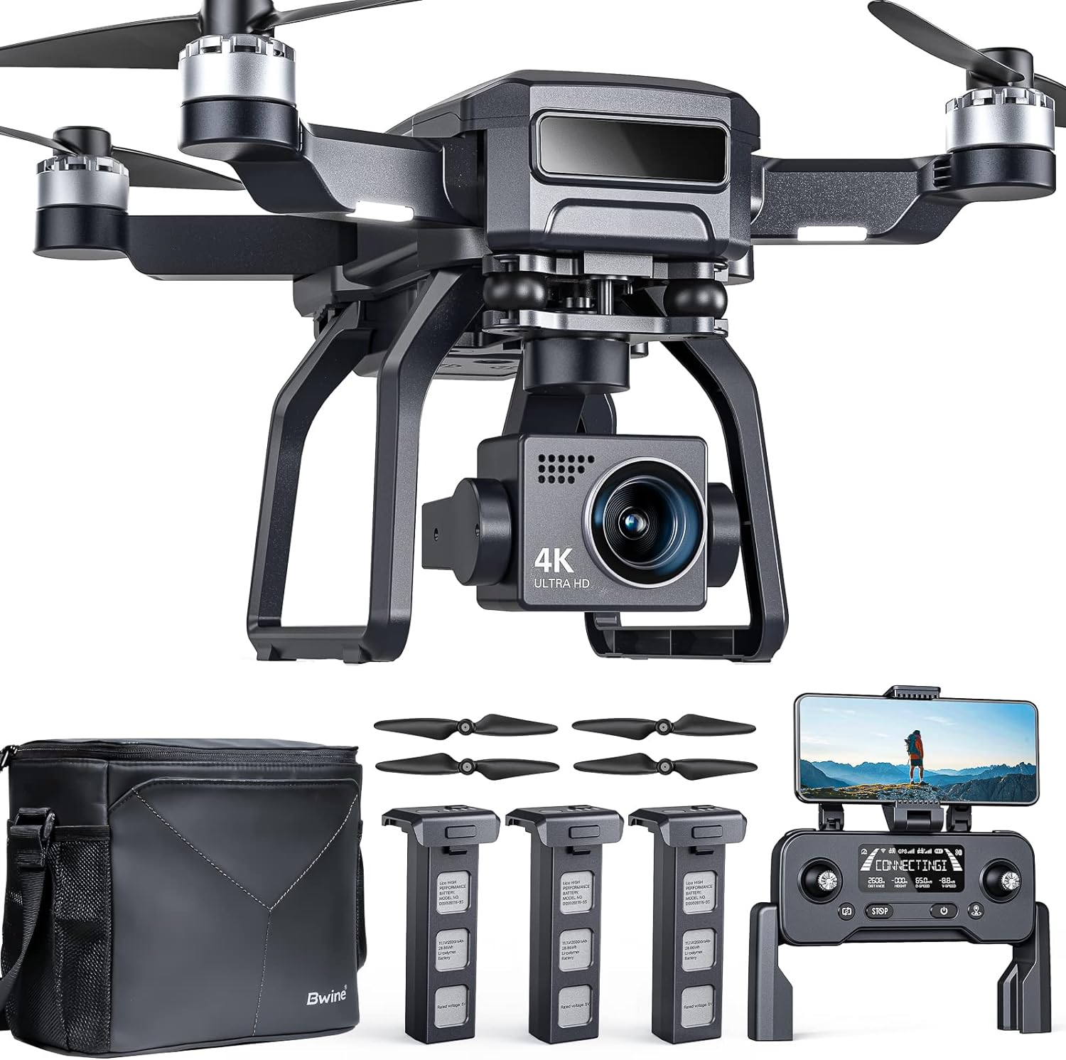 Bwine GPS Drones with Camera for Adults 4K Night Vision 3-Aix Gimbal 2Mile Long Range