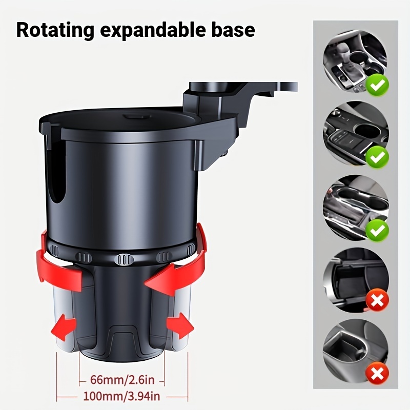 3 In1 Cup Holder Phone Mount For Car, Car Cellphone Large Adapter Long Arm With 360° Rotation, All Smartphones