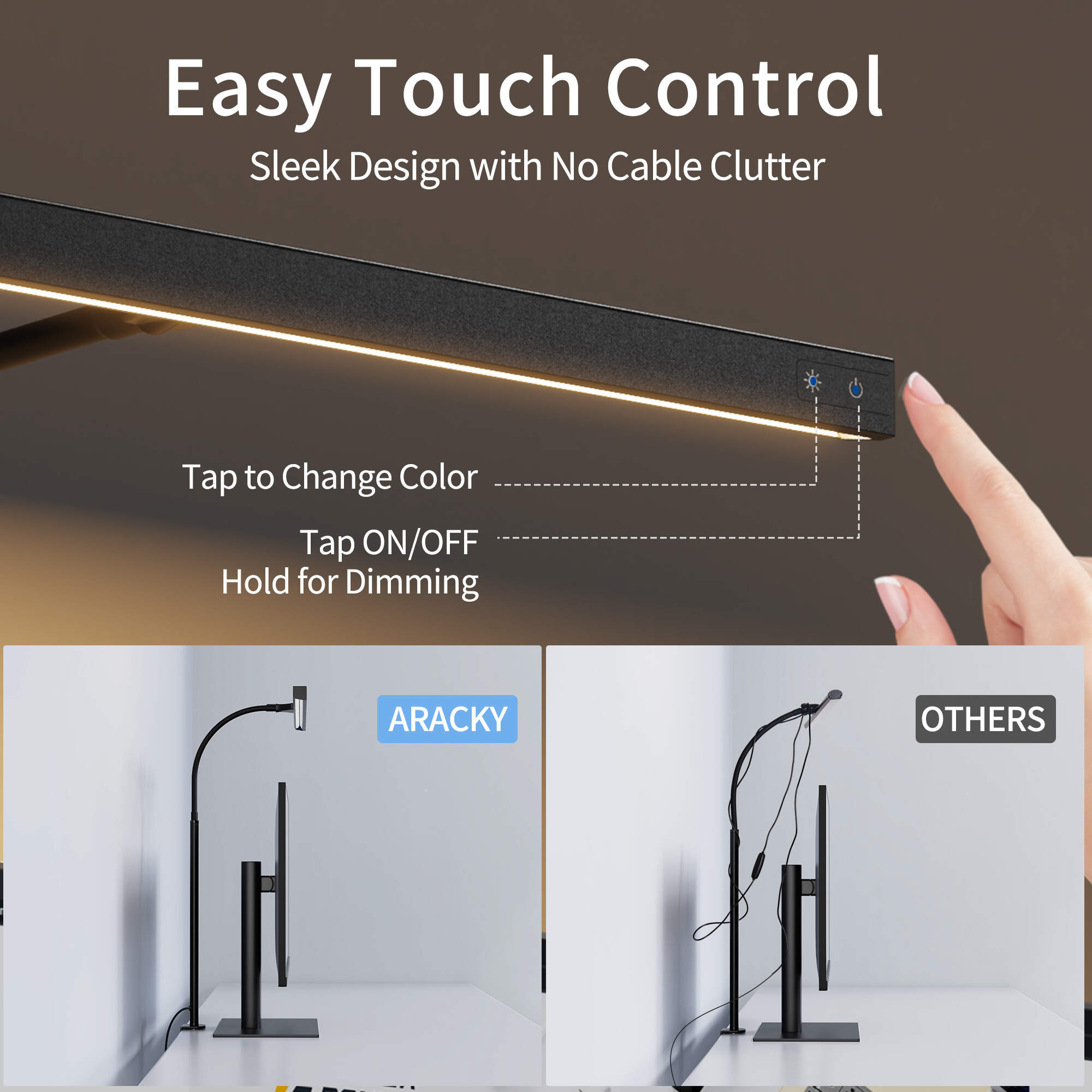 LED Desk Lamp with 3 Color Modes & Stepless Dimming, USB-Powered Touch Control Table Lamp for Reading, Working, Studying, Home Office, and Crafting, Study Table Lamp | Contemporary Design | Durable LED Lamp, Lamp Desk