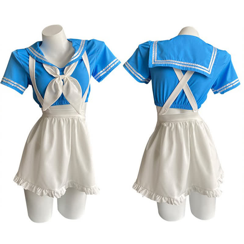 Cosplay Sailor Collar Lingerie Stockings Set