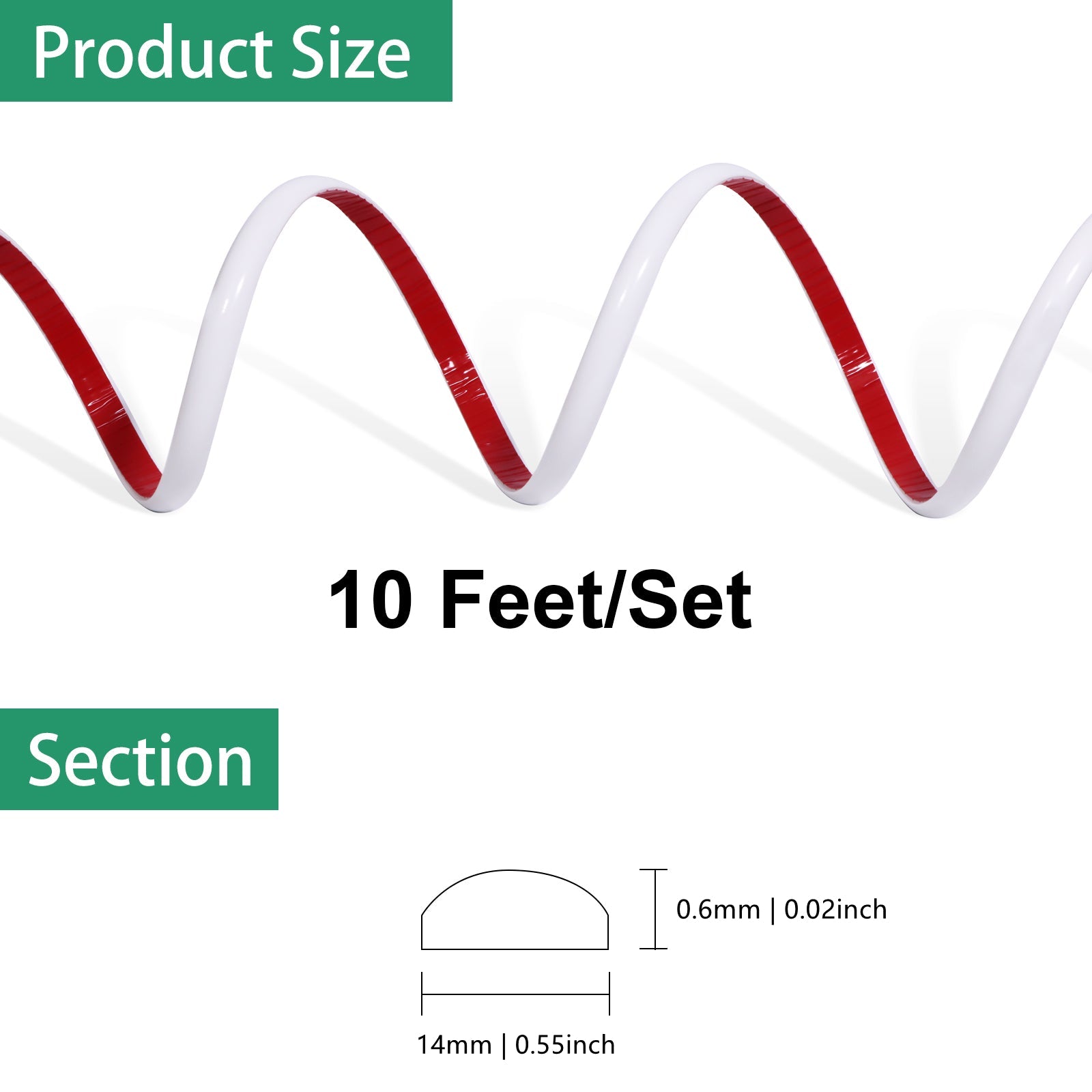 10 Feet White Peel and Stick Tile Edge Trim Roll Pack