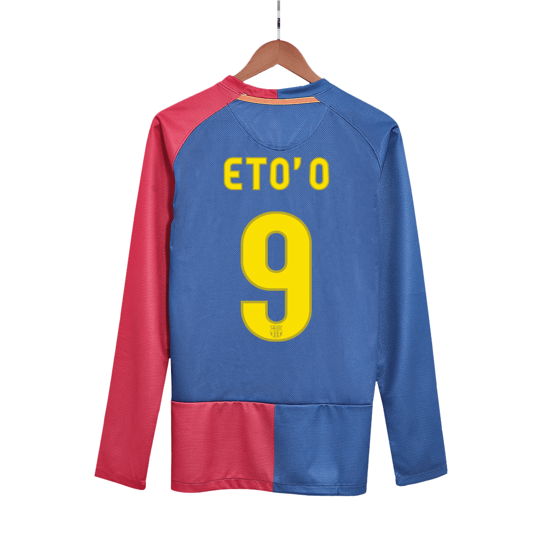 ETO'O #9 Barcelona retro home football shirt long sleeve football shirt 2008/09 - UCL Final