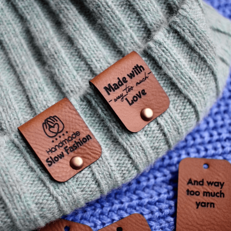 Faux leather tags with funny hidden messages - Set of 10