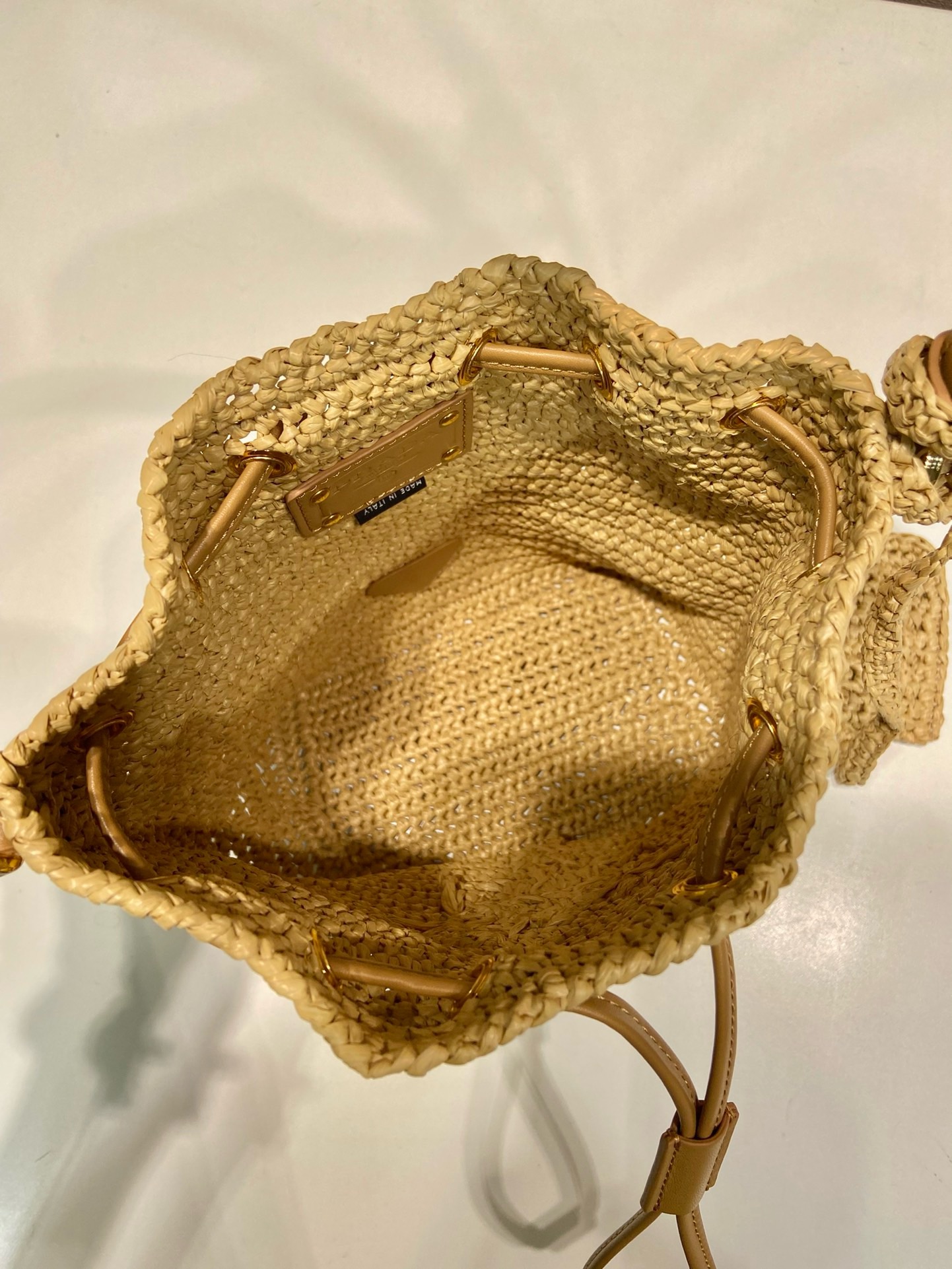 Prada Straw Bucket Bag 1BE068