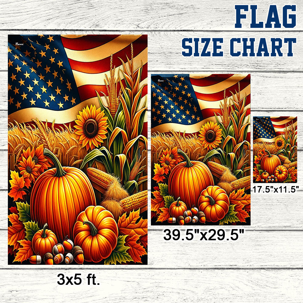 Fall Thanksgiving Pumpkins Harvest American Flag MLN4033F