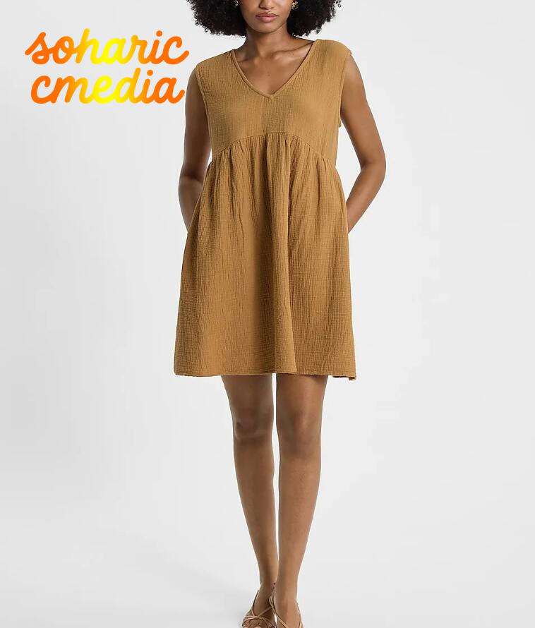 Sleeveless V-Neck Tie Back Mini Dress