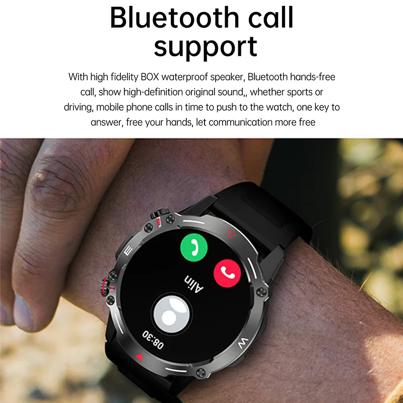 New Men's HD Bluetooth Talk 1.43-inch AMOLED Smartwatch Blood Pressure Monitor IP68 Waterproof Men's Smartwatch for Android iOS