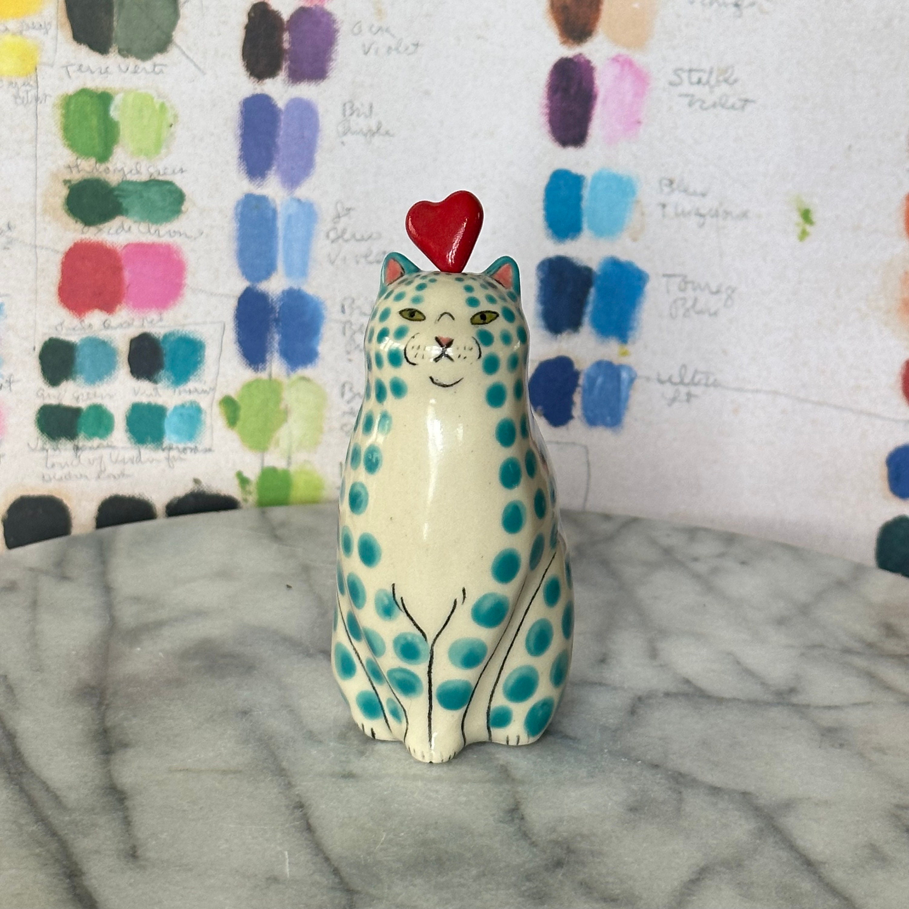 Polka Dot Cat Vase - Cat lover gift - Handmade