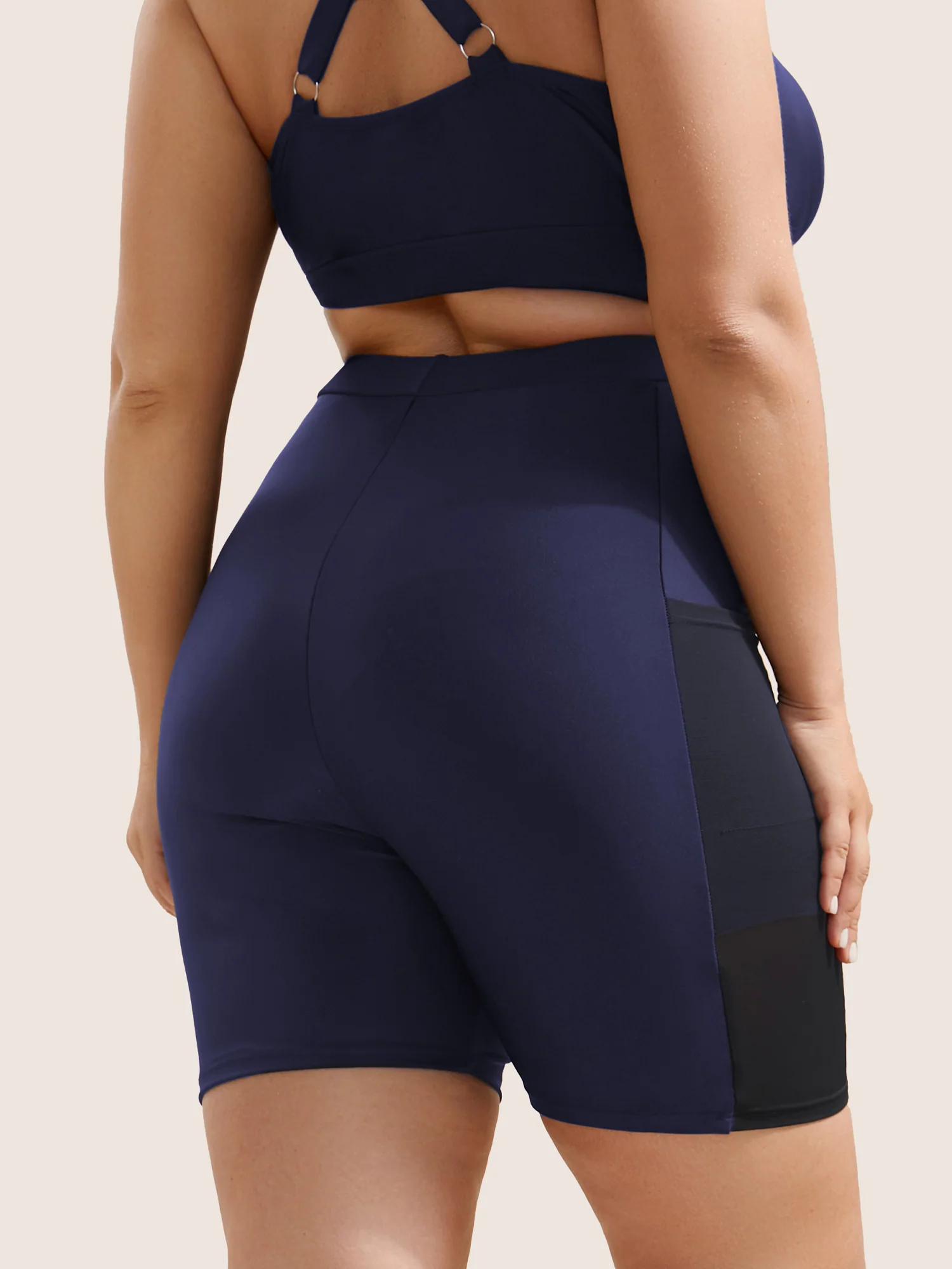 Plain Mesh Patchwork Patched Pocket Swim Bottoms