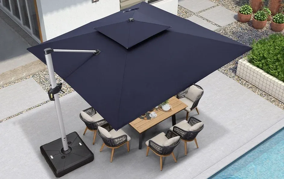 Sales Solar Powered LED Cantilever Patio Umbrella