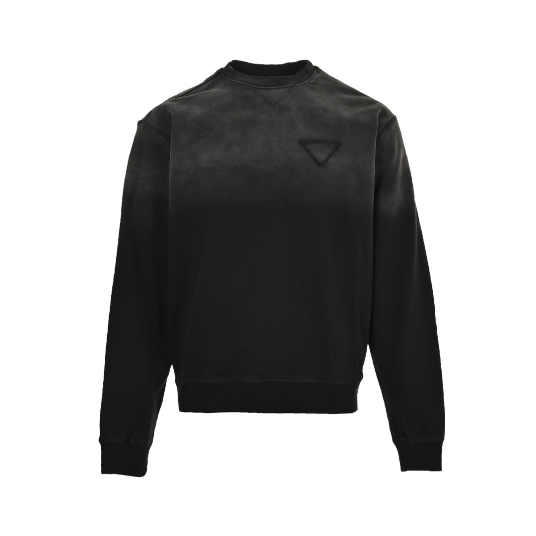 Prada 24Fw washed gradient crew neck sweatshirt with triangle logo