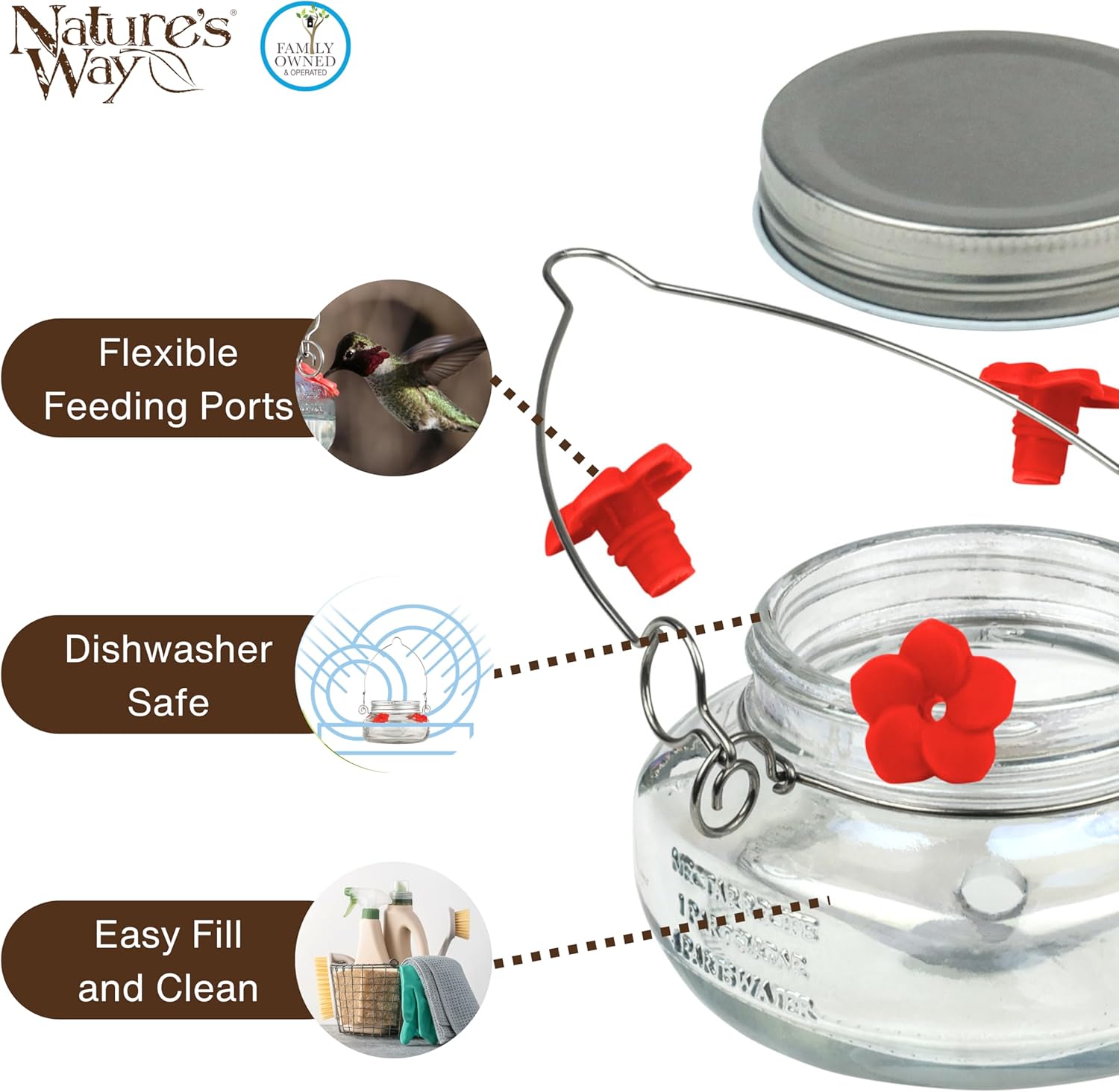 🔥Last Day Sale 50% OFF💥Beautiful Mason JarHummingbird Feeder